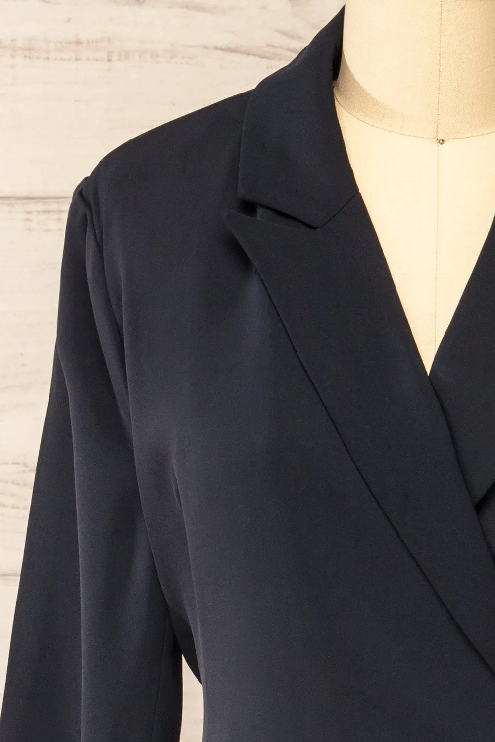 Surrey | Asymmetrical Navy Pleated Blazer Dress sold by Boutique 1861 product image thumbnail 3