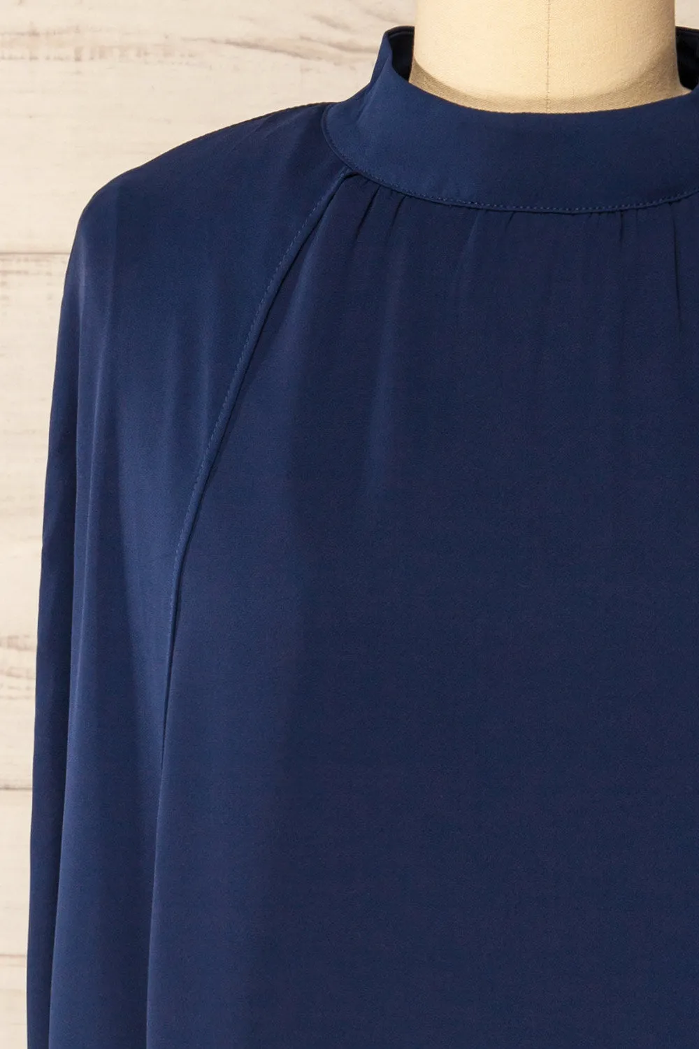 Shelby | Short Navy Chiffon Dress w/ Cape sold by Boutique 1861 product image thumbnail 3