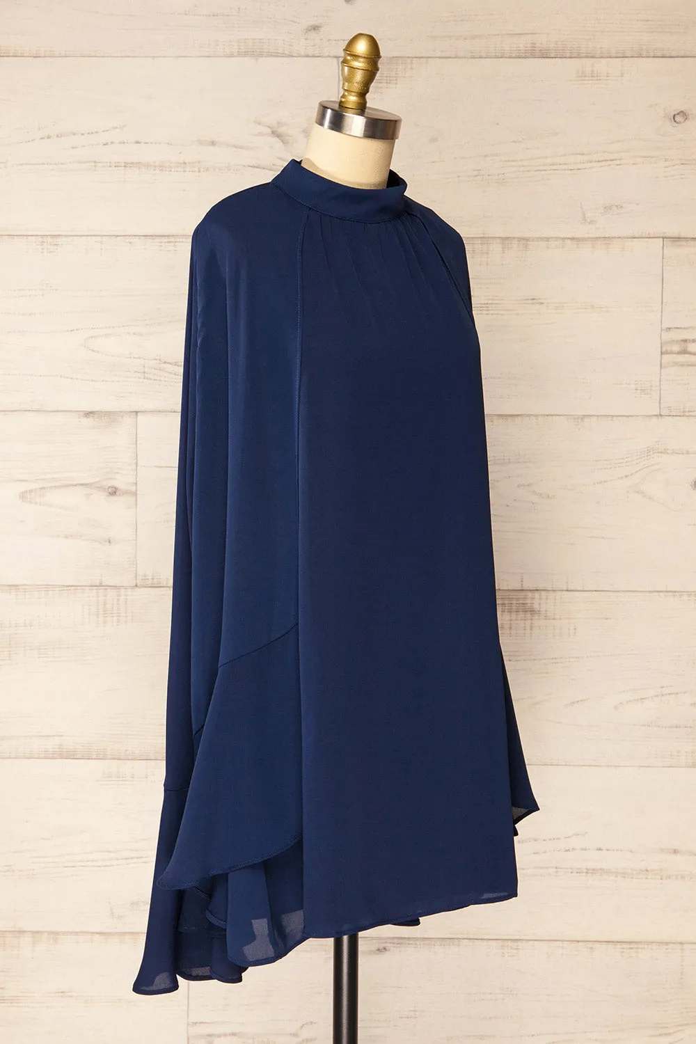 Shelby | Short Navy Chiffon Dress w/ Cape sold by Boutique 1861 product image thumbnail 4