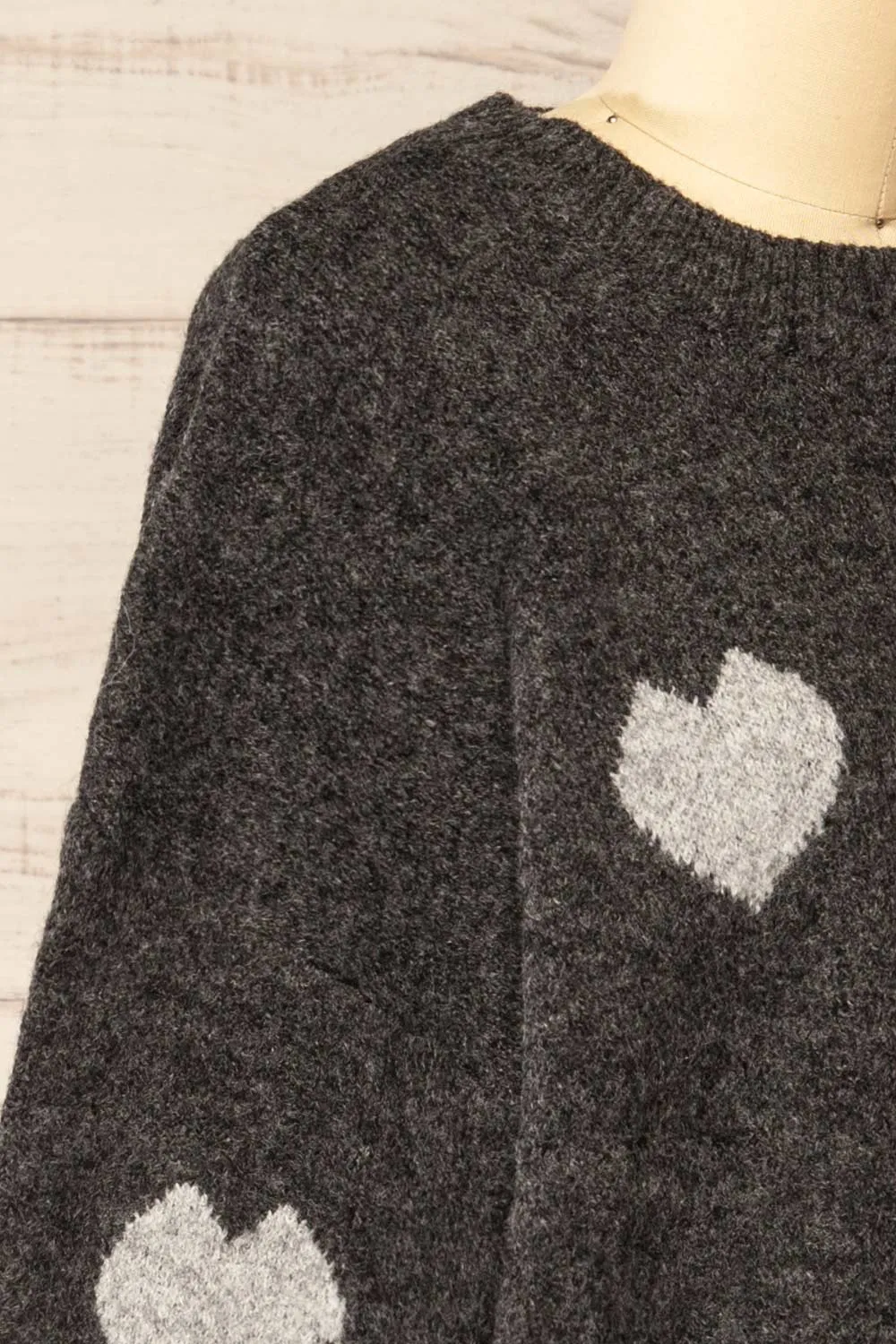 Coracao Charcoal | Oversized Heart Patterned Knit Sweater sold by Boutique 1861 product image thumbnail 4