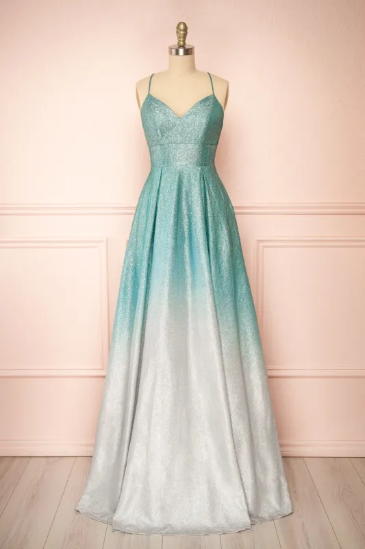 Renesmee Green | Sparkly Gradient Maxi Dress sold by Boutique 1861