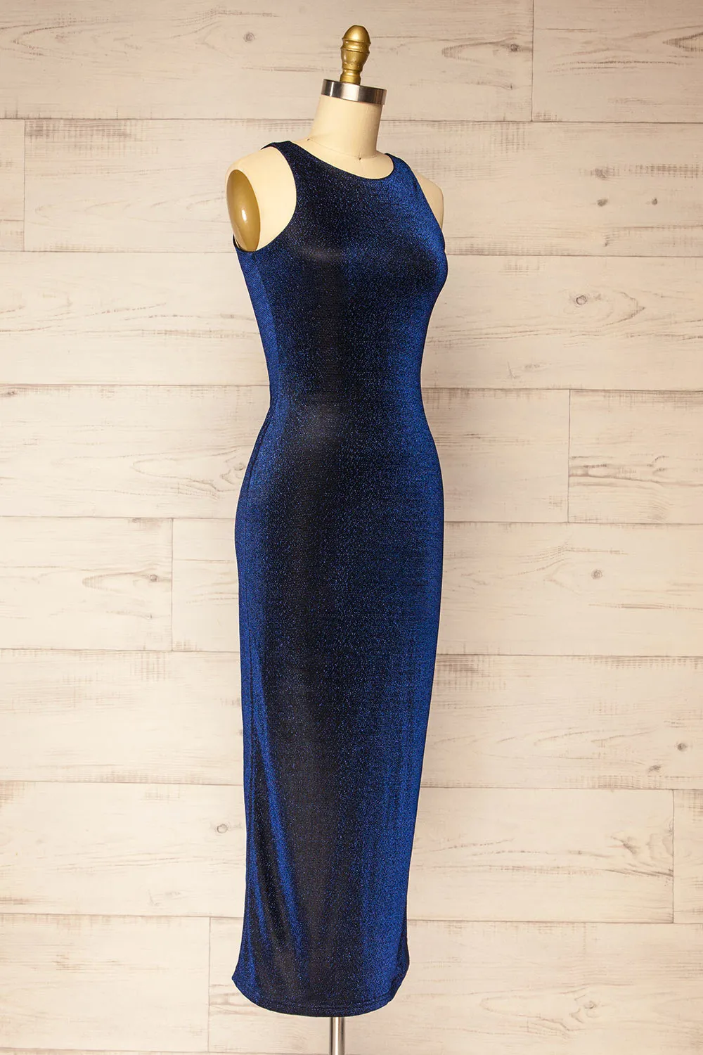 Certika | Sparkly Navy Mesh Midi Dress sold by Boutique 1861 product image thumbnail 3