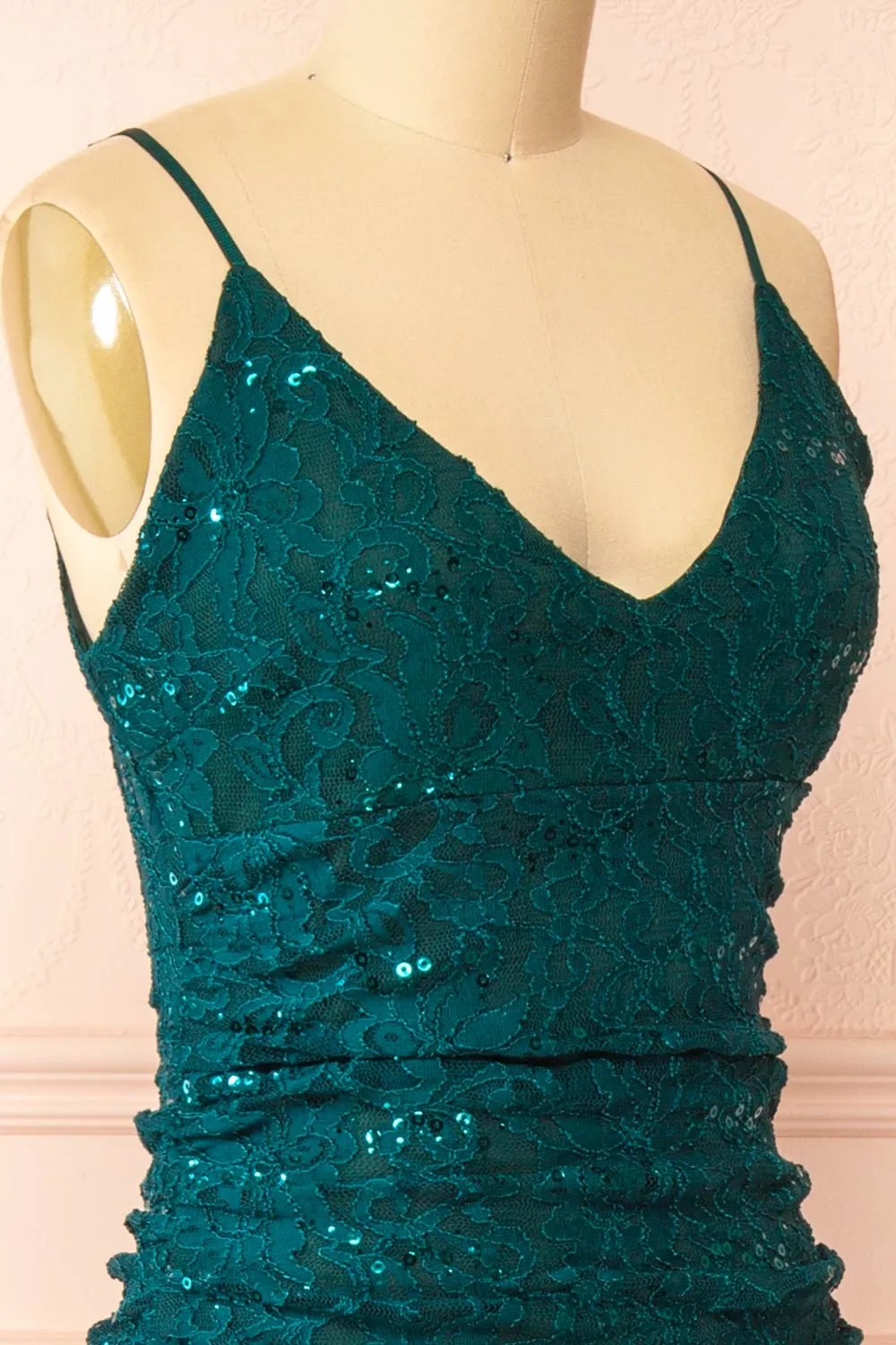 Samy Green | Sparkly Lace Mermaid Dress w/ Slit sold by Boutique 1861 product image thumbnail 4