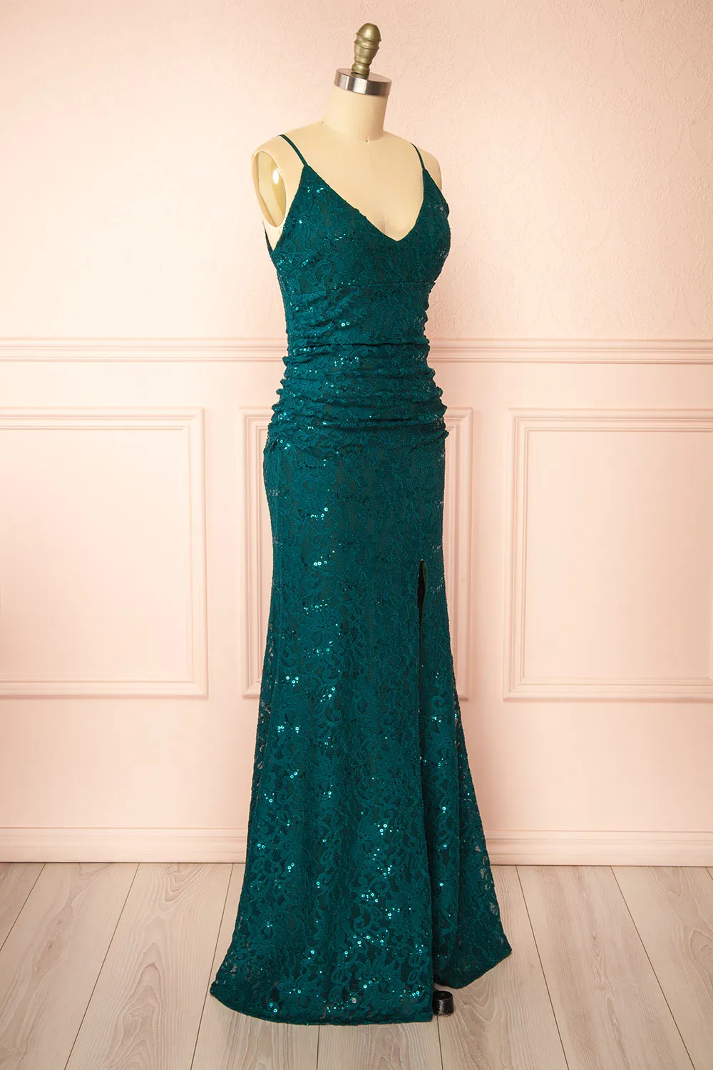 Samy Green | Sparkly Lace Mermaid Dress w/ Slit sold by Boutique 1861 product image thumbnail 3