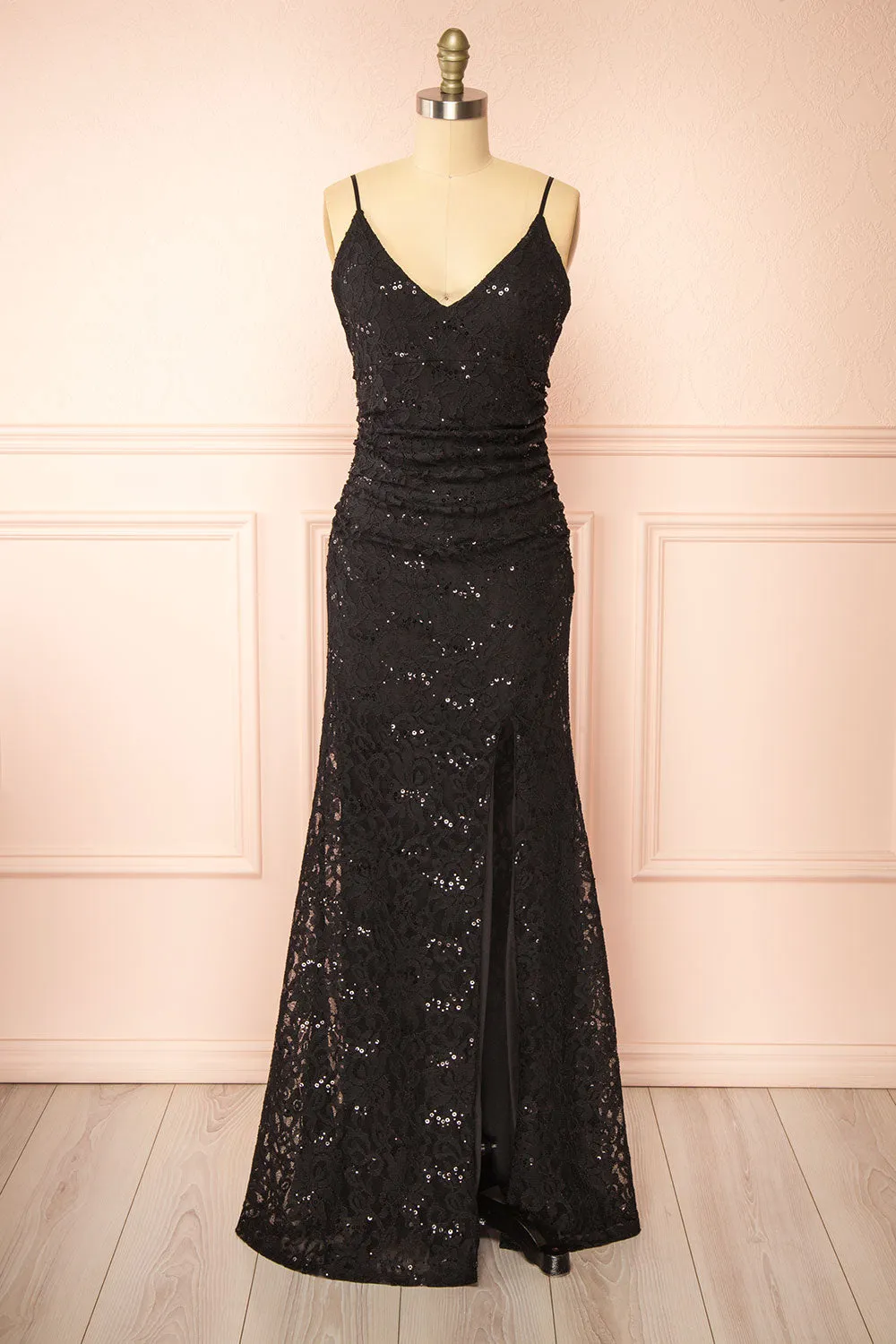 Samy Black | Sparkly Lace Mermaid Dress w/ Slit sold by Boutique 1861
