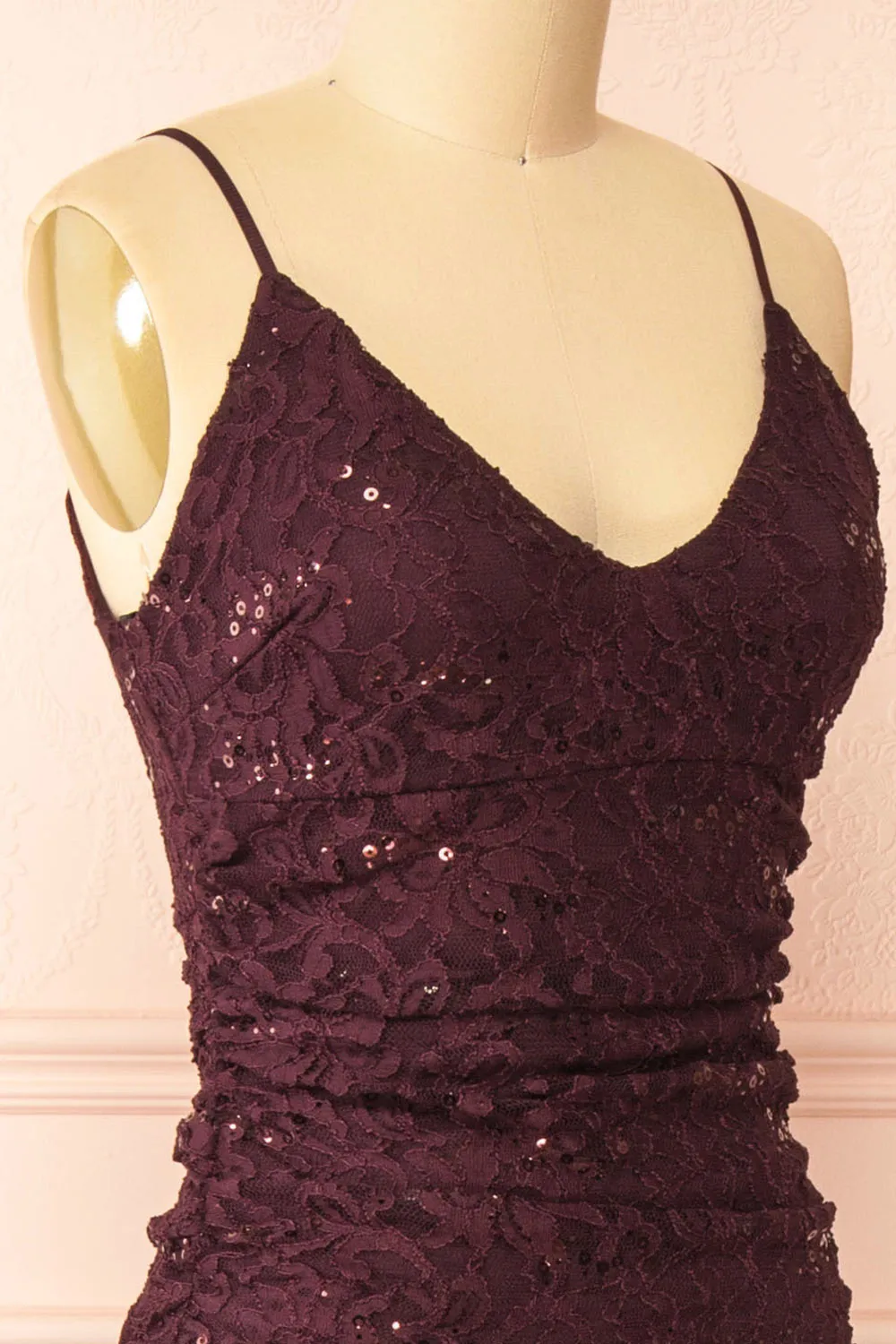 Samy Burgundy | Sparkly Lace Mermaid Dress w/ Slit sold by Boutique 1861 product image thumbnail 4