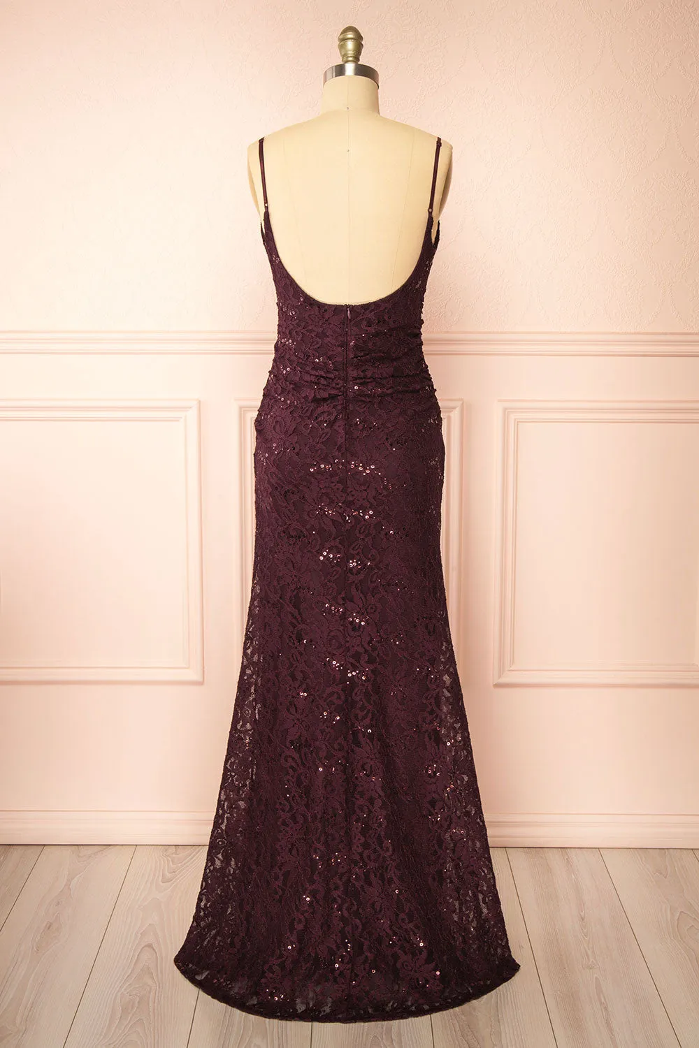 Samy Burgundy | Sparkly Lace Mermaid Dress w/ Slit sold by Boutique 1861 product image thumbnail 5