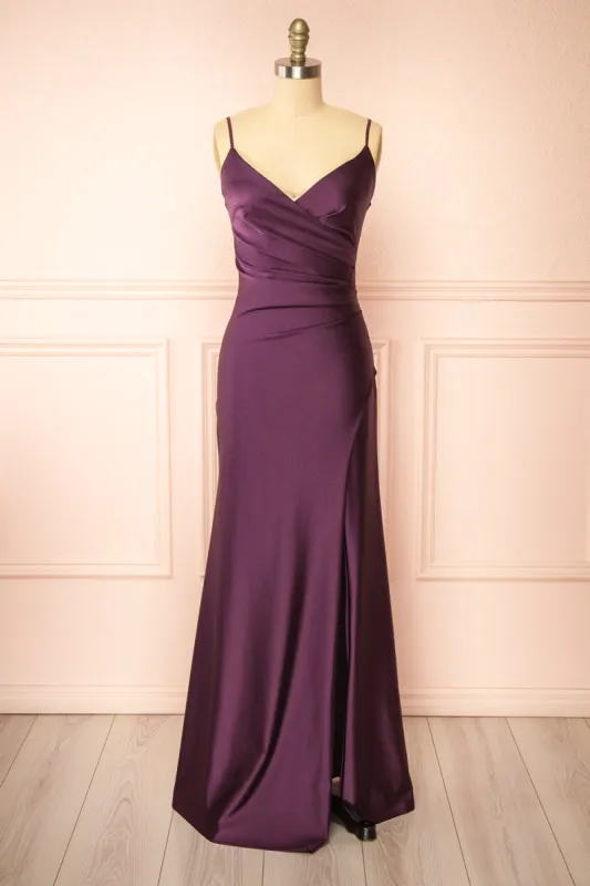 Nyra Purple | Mermaid Dress w/ Wrapped Bodice sold by Boutique 1861