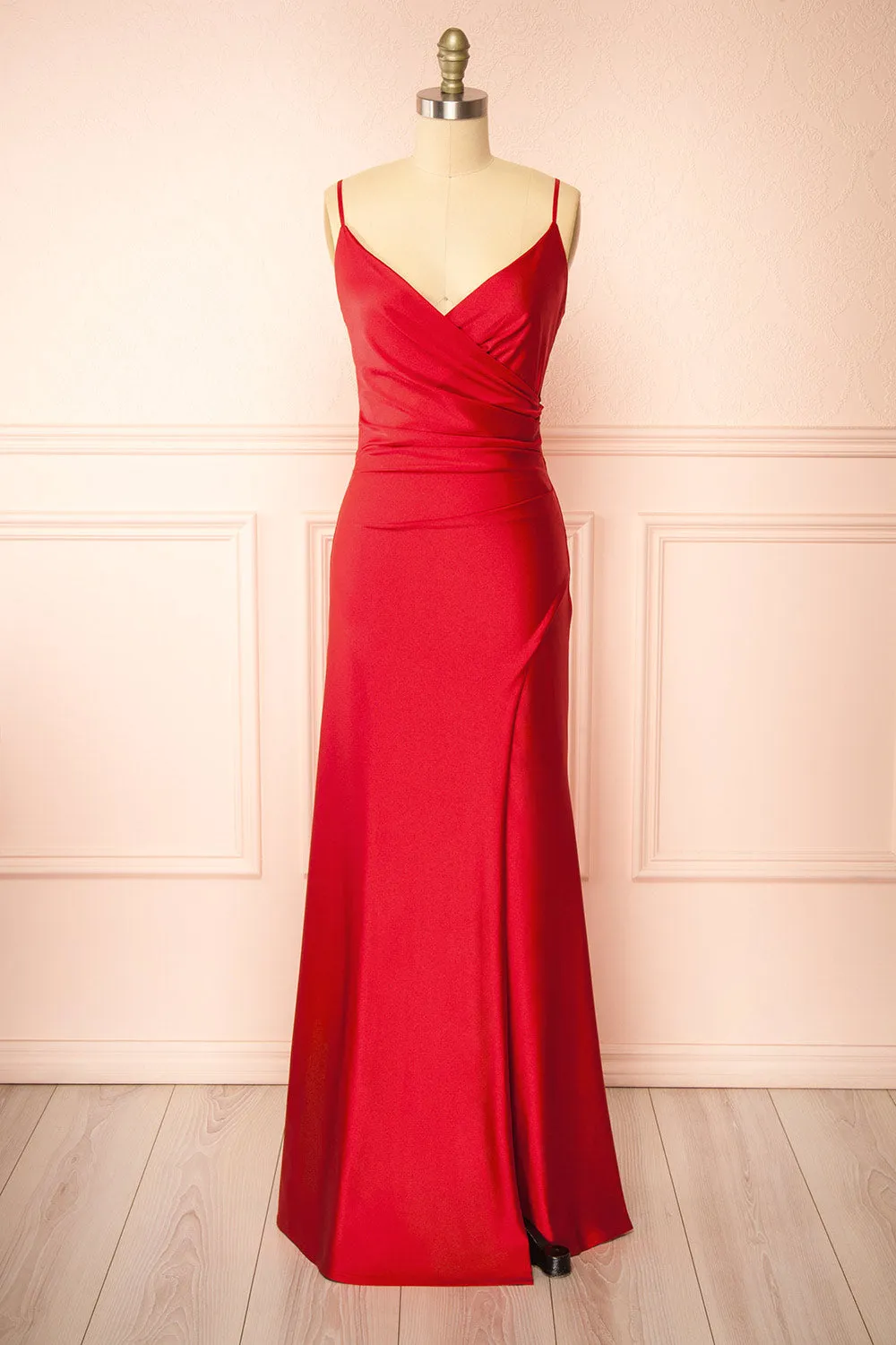 Nyra Red | Mermaid Dress w/ Wrapped Bodice sold by Boutique 1861