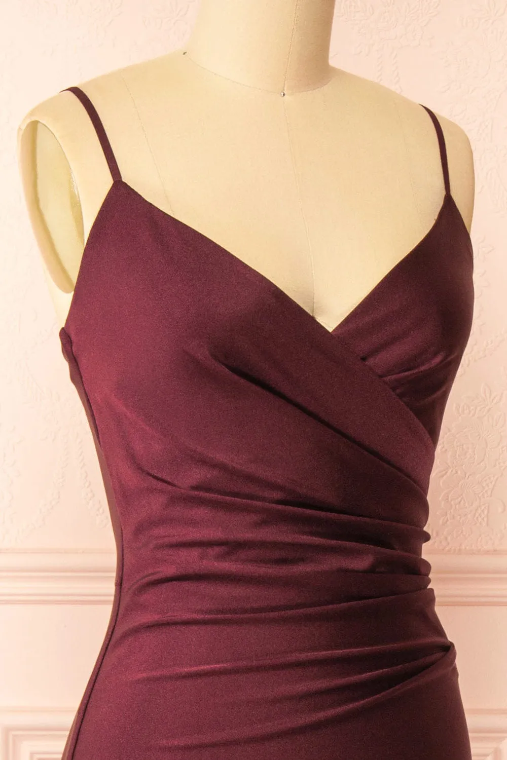 Nyra Burgundy | Mermaid Dress w/ Wrapped Bodice sold by Boutique 1861 product image thumbnail 5