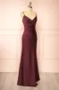 Nyra Burgundy | Mermaid Dress w/ Wrapped Bodice sold by Boutique 1861