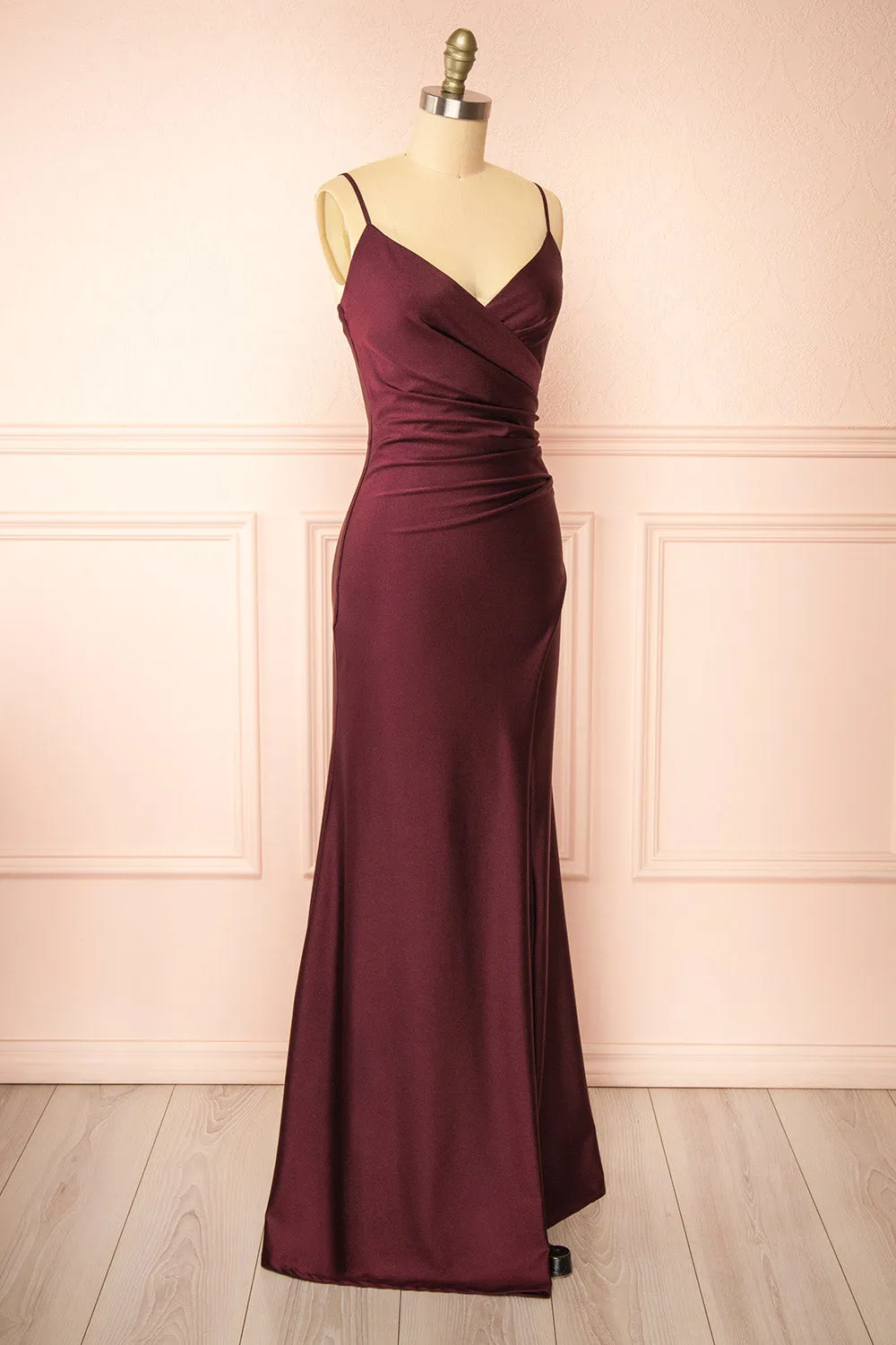 Nyra Burgundy | Mermaid Dress w/ Wrapped Bodice sold by Boutique 1861 product image thumbnail 4