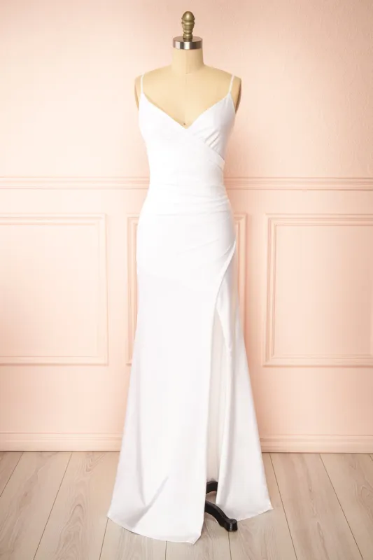 Nyra White | Bridal Mermaid Dress w/ Wrapped Bodice sold by Boutique 1861