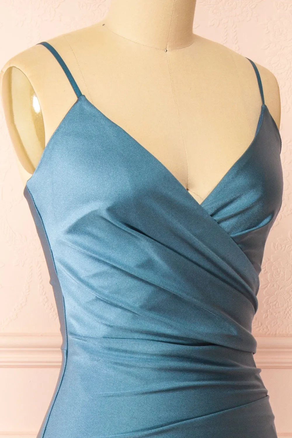 Nyra Blue Grey | Mermaid Dress w/ Wrapped Bodice sold by Boutique 1861 product image thumbnail 5