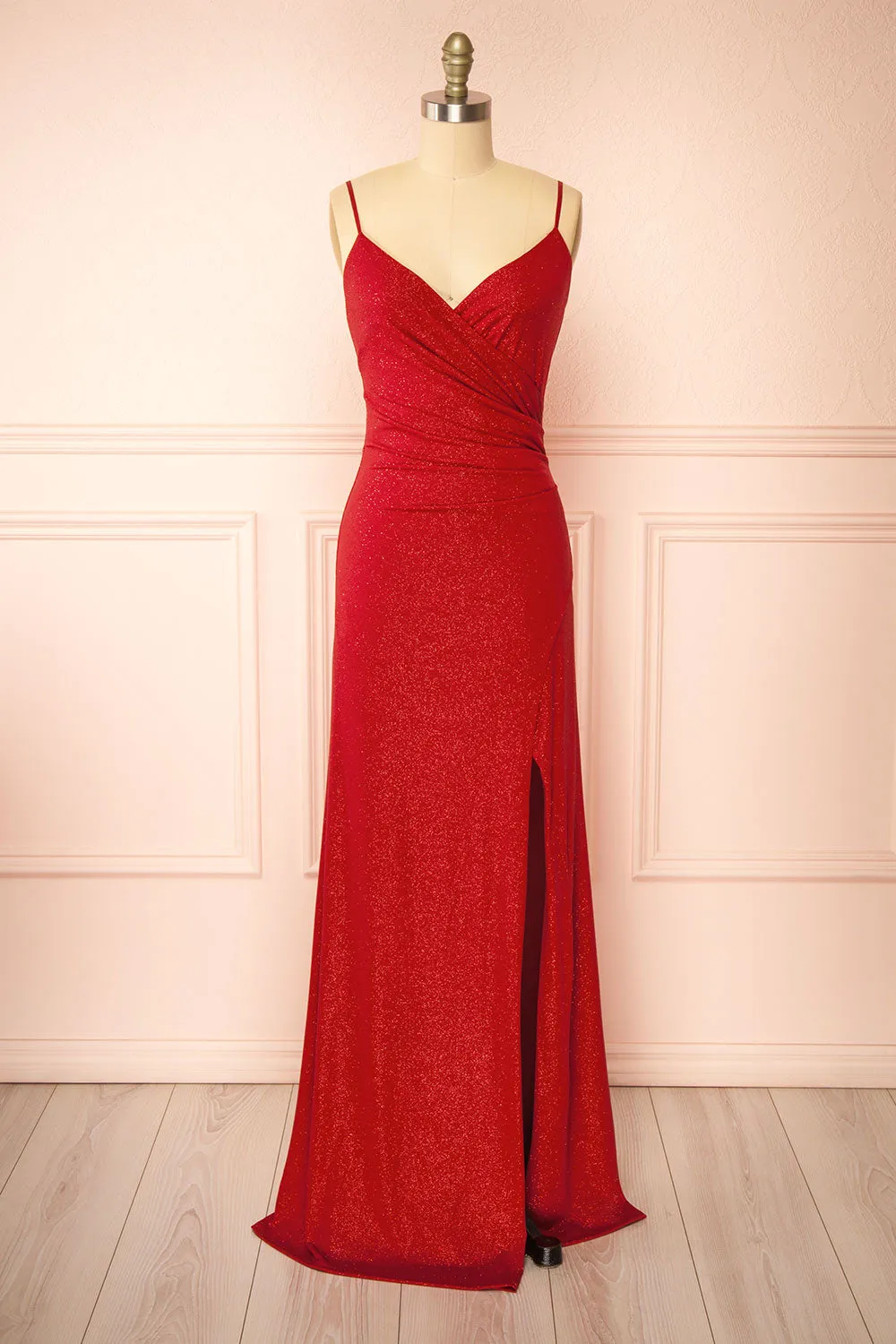 Enyra Red | Sparkling Dress w/ Wrapped Bodice sold by Boutique 1861