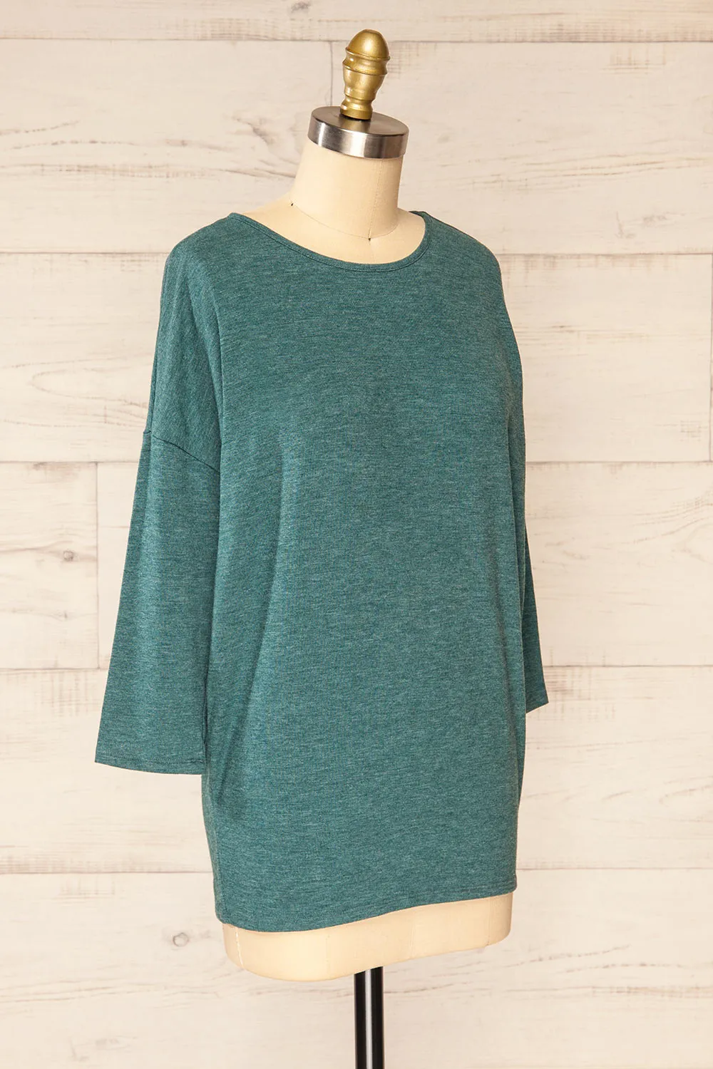 Vincennes Teal | Round Collar 3/4 Sleeve Top sold by Boutique 1861 product image thumbnail 4