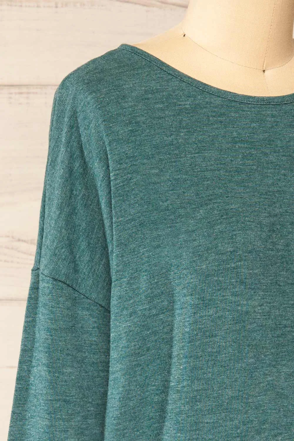 Vincennes Teal | Round Collar 3/4 Sleeve Top sold by Boutique 1861 product image thumbnail 5