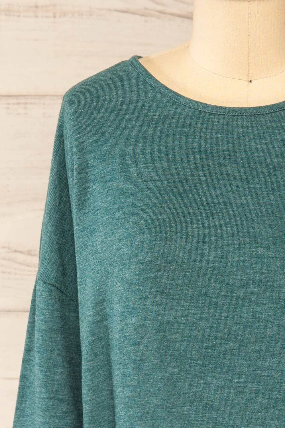 Vincennes Teal | Round Collar 3/4 Sleeve Top sold by Boutique 1861 product image thumbnail 3
