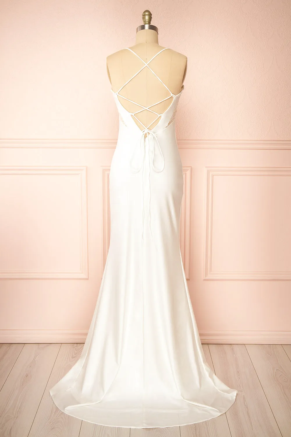 Elaria Ivory | Embroidered Fitted Wedding Dress sold by Boutique 1861 product image thumbnail 4