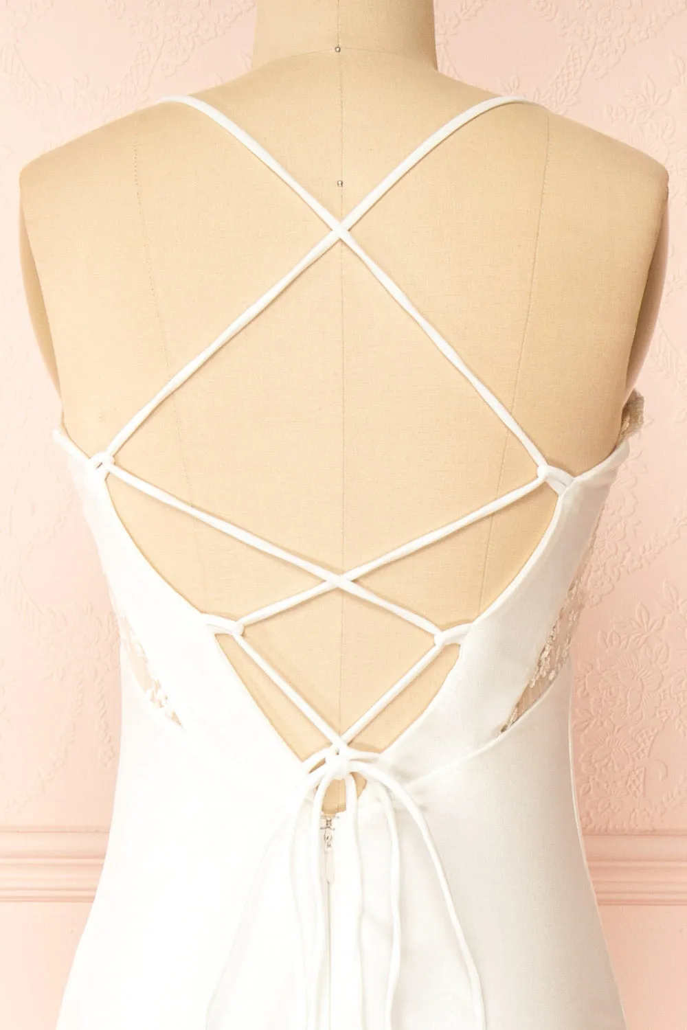 Elaria Ivory | Embroidered Fitted Wedding Dress sold by Boutique 1861 product image thumbnail 3