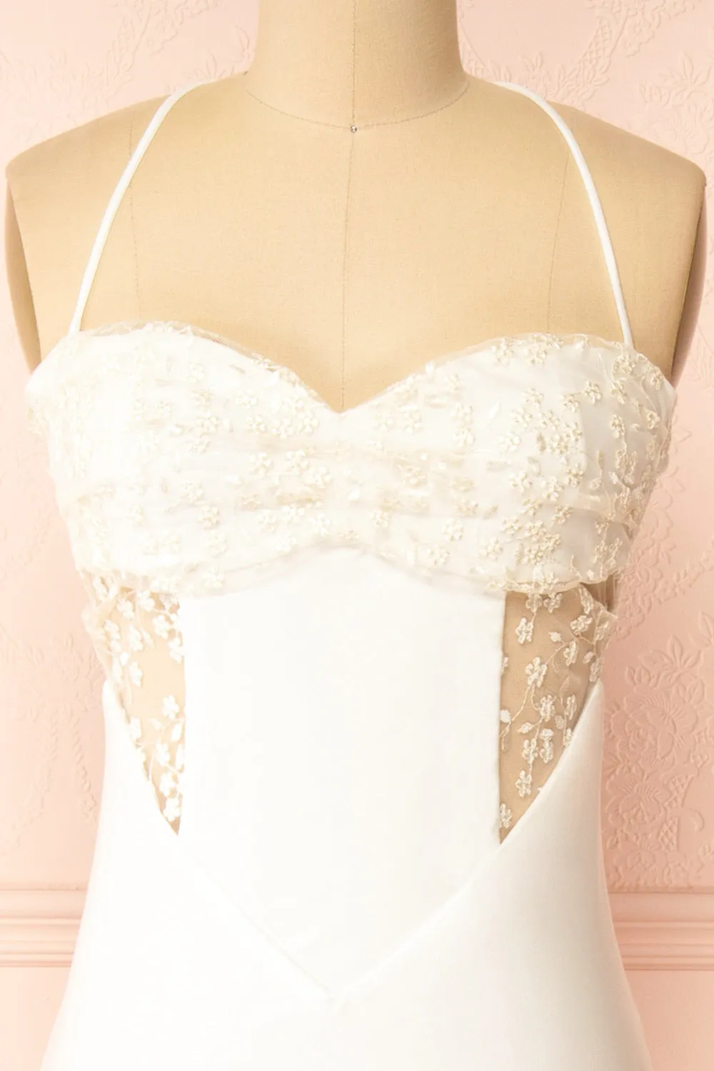 Elaria Ivory | Embroidered Fitted Wedding Dress sold by Boutique 1861 product image thumbnail 5