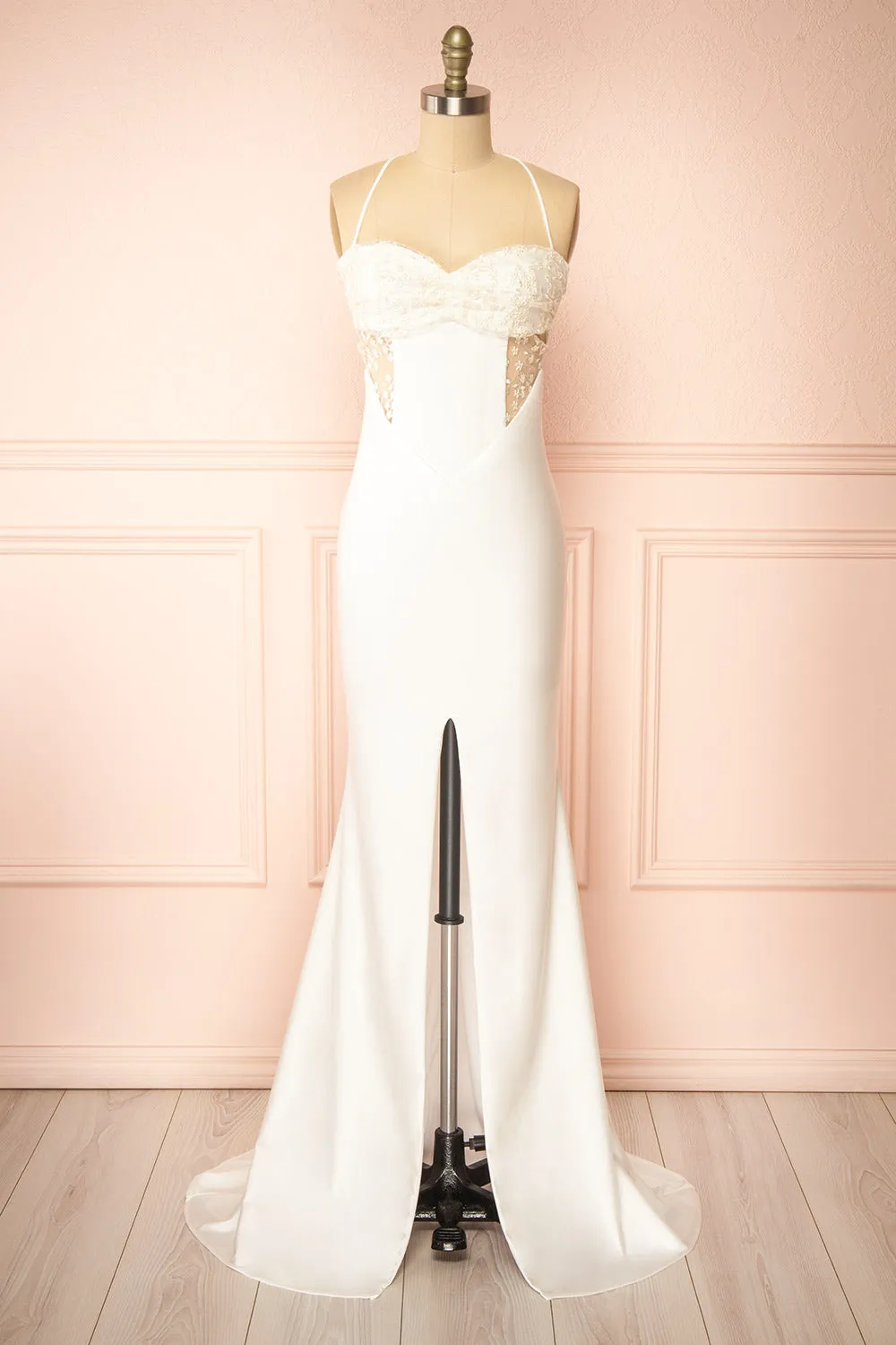 Elaria Ivory | Embroidered Fitted Wedding Dress sold by Boutique 1861