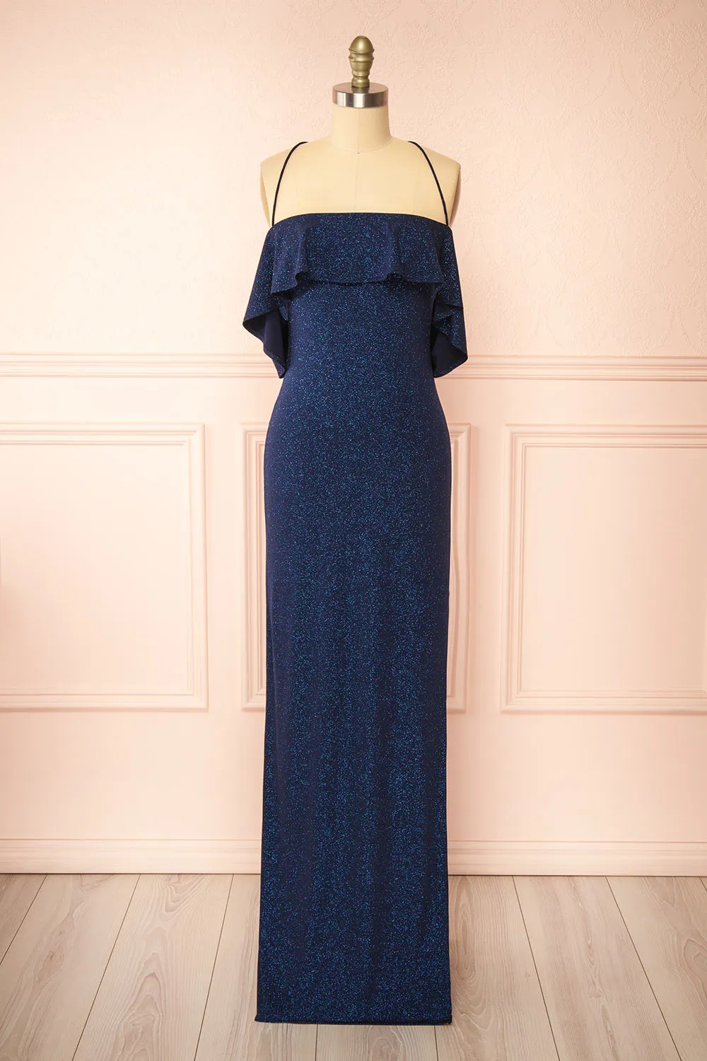 Emily Navy | Glittery Mermaid Maxi Dress sold by Boutique 1861