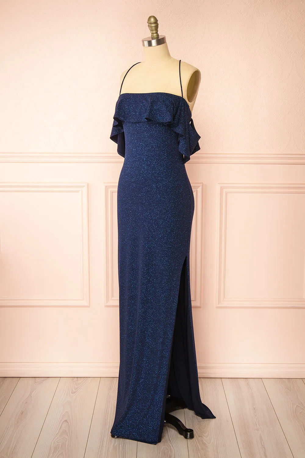 Emily Navy | Glittery Mermaid Maxi Dress sold by Boutique 1861 product image thumbnail 5