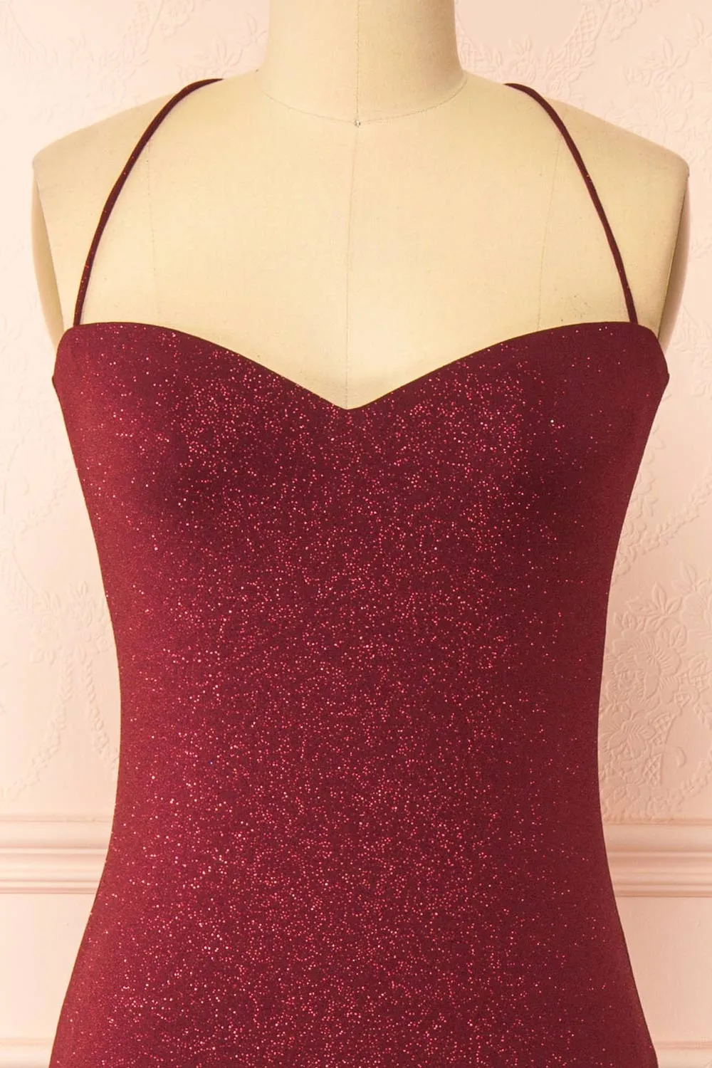 Milah Burgundy | Glittery Mermaid Maxi Dress sold by Boutique 1861 product image thumbnail 4