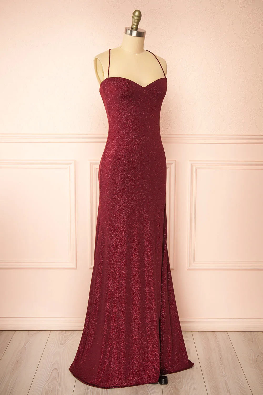 Milah Burgundy | Glittery Mermaid Maxi Dress sold by Boutique 1861 product image thumbnail 5
