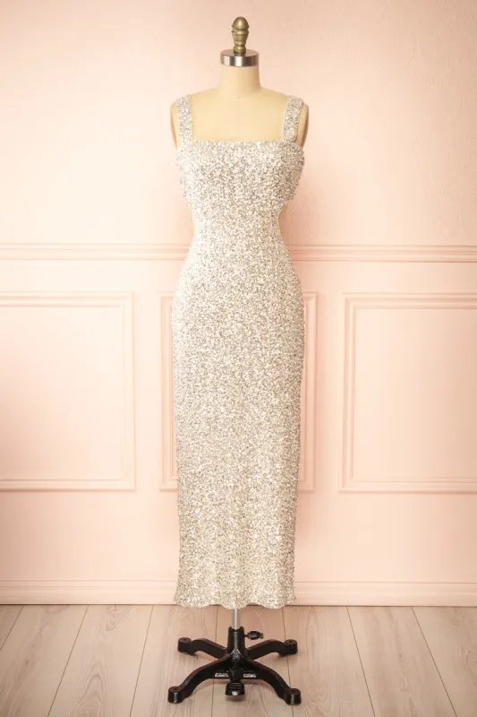 Millie | Sequin & Pearl Midi Dress sold by Boutique 1861