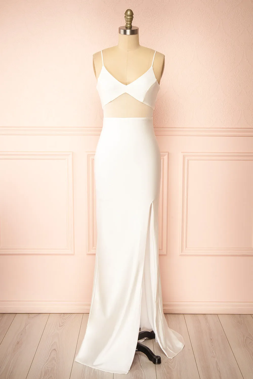 Angelina Ivory | Maxi Dress w/ Mesh Underbust sold by Boutique 1861
