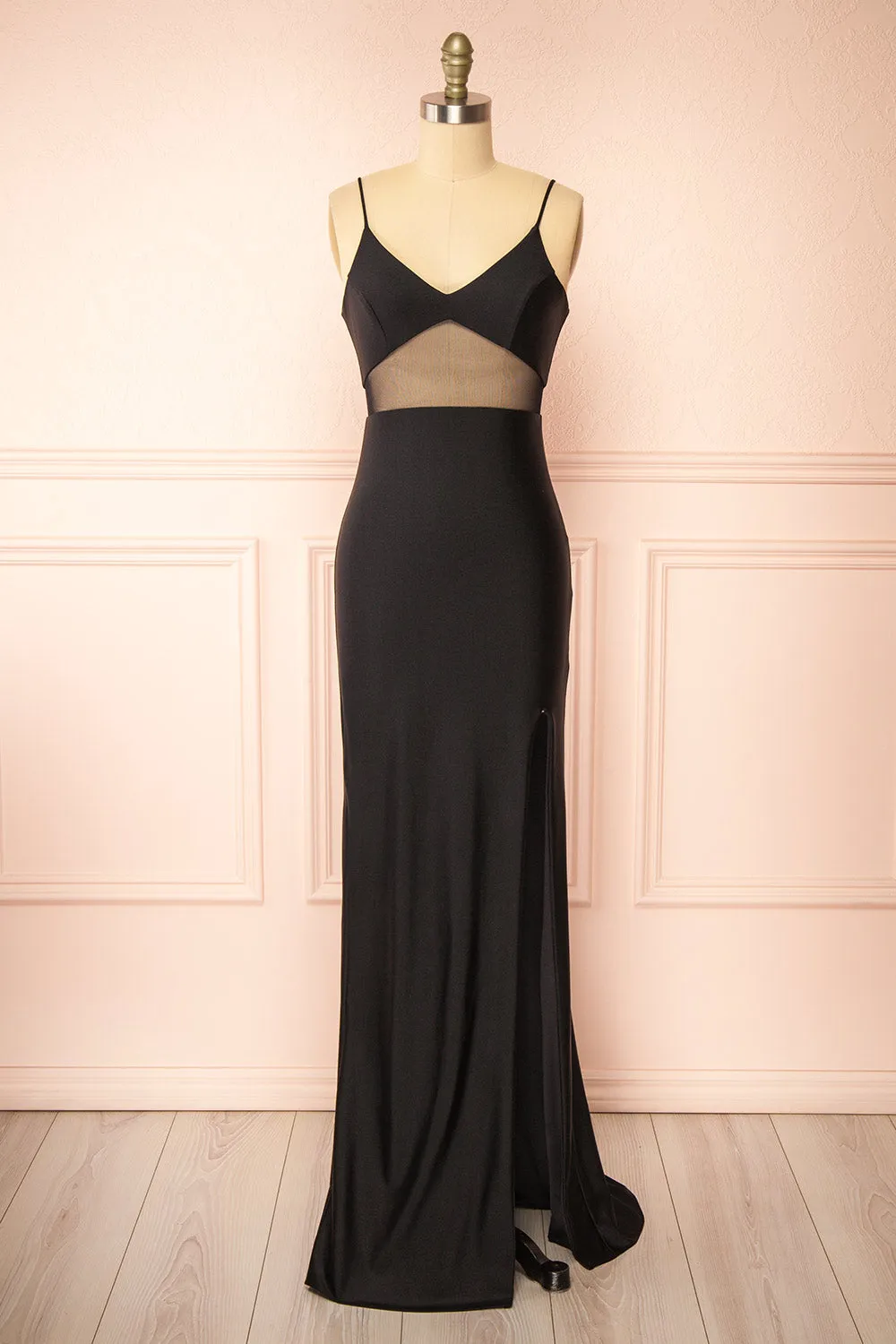 Angelina Black | Maxi Dress w/ Mesh Underbust sold by Boutique 1861