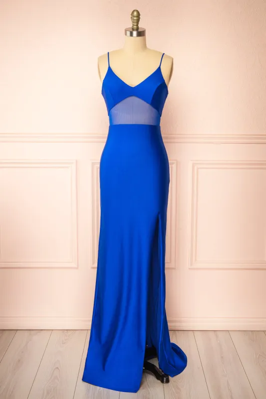 Angelina Blue | Maxi Dress w/ Mesh Underbust sold by Boutique 1861