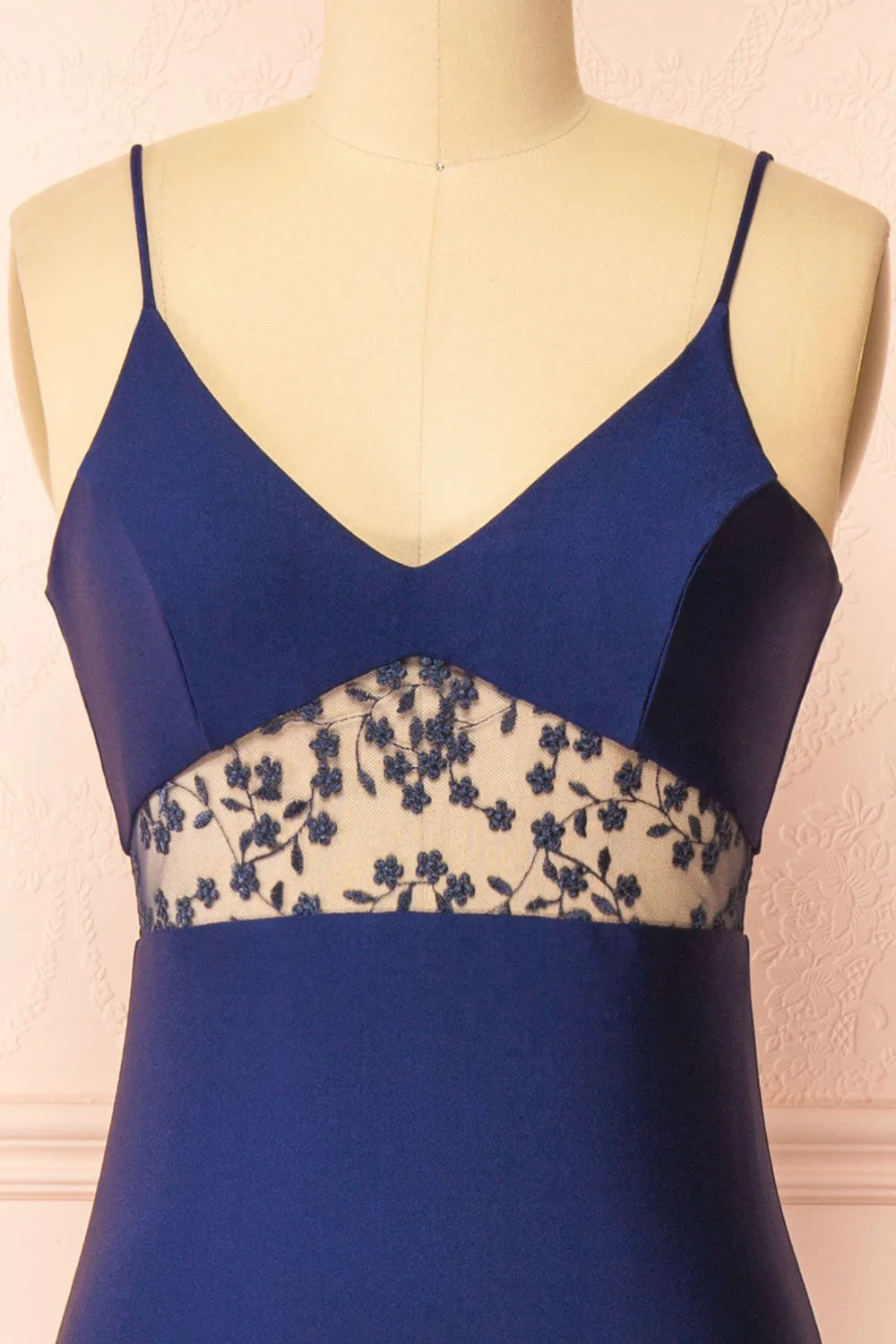Angelika | Navy Maxi Dress w/ Embroidered Mesh sold by Boutique 1861 product image thumbnail 2