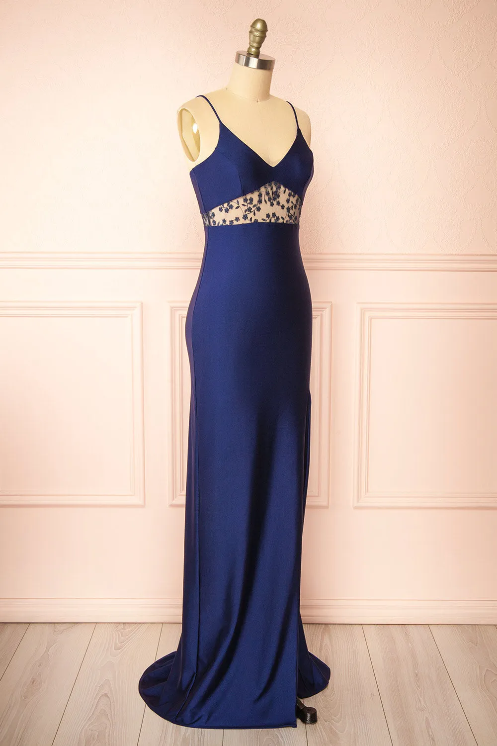 Angelika | Navy Maxi Dress w/ Embroidered Mesh sold by Boutique 1861 product image thumbnail 3