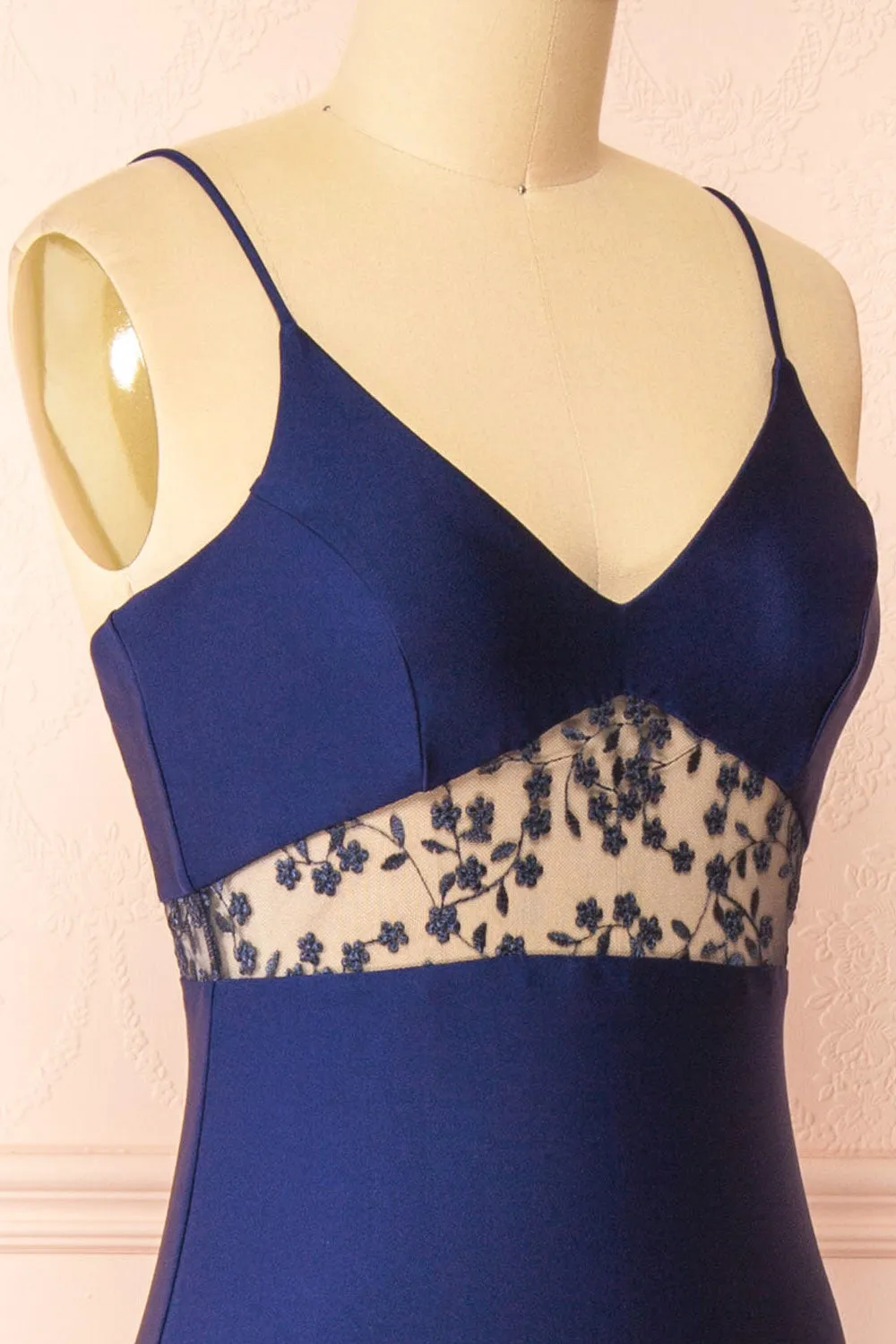 Angelika | Navy Maxi Dress w/ Embroidered Mesh sold by Boutique 1861 product image thumbnail 4