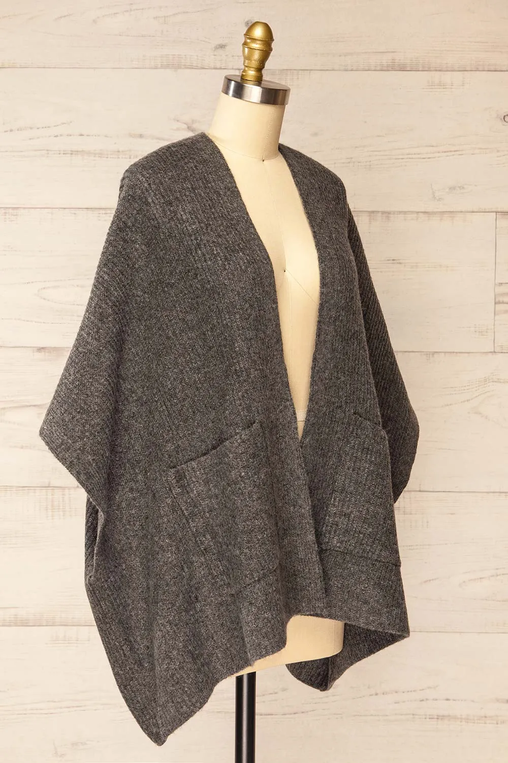 Platon | Grey Knitted Poncho w/ Pockets sold by Boutique 1861 product image thumbnail 3