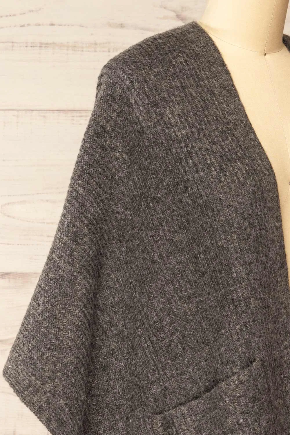 Platon | Grey Knitted Poncho w/ Pockets sold by Boutique 1861 product image thumbnail 4