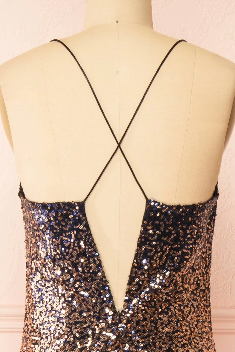 Jinsoul | Navy & Copper Sequin Midi Dress sold by Boutique 1861 product image thumbnail 2