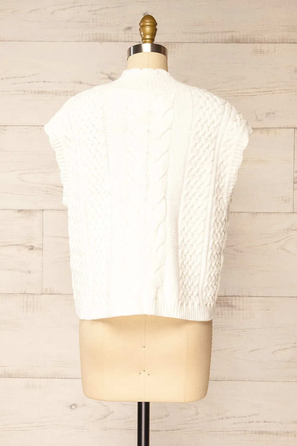 Zenon White | Sleeveless Cable Knit Vest sold by Boutique 1861 product image thumbnail 5