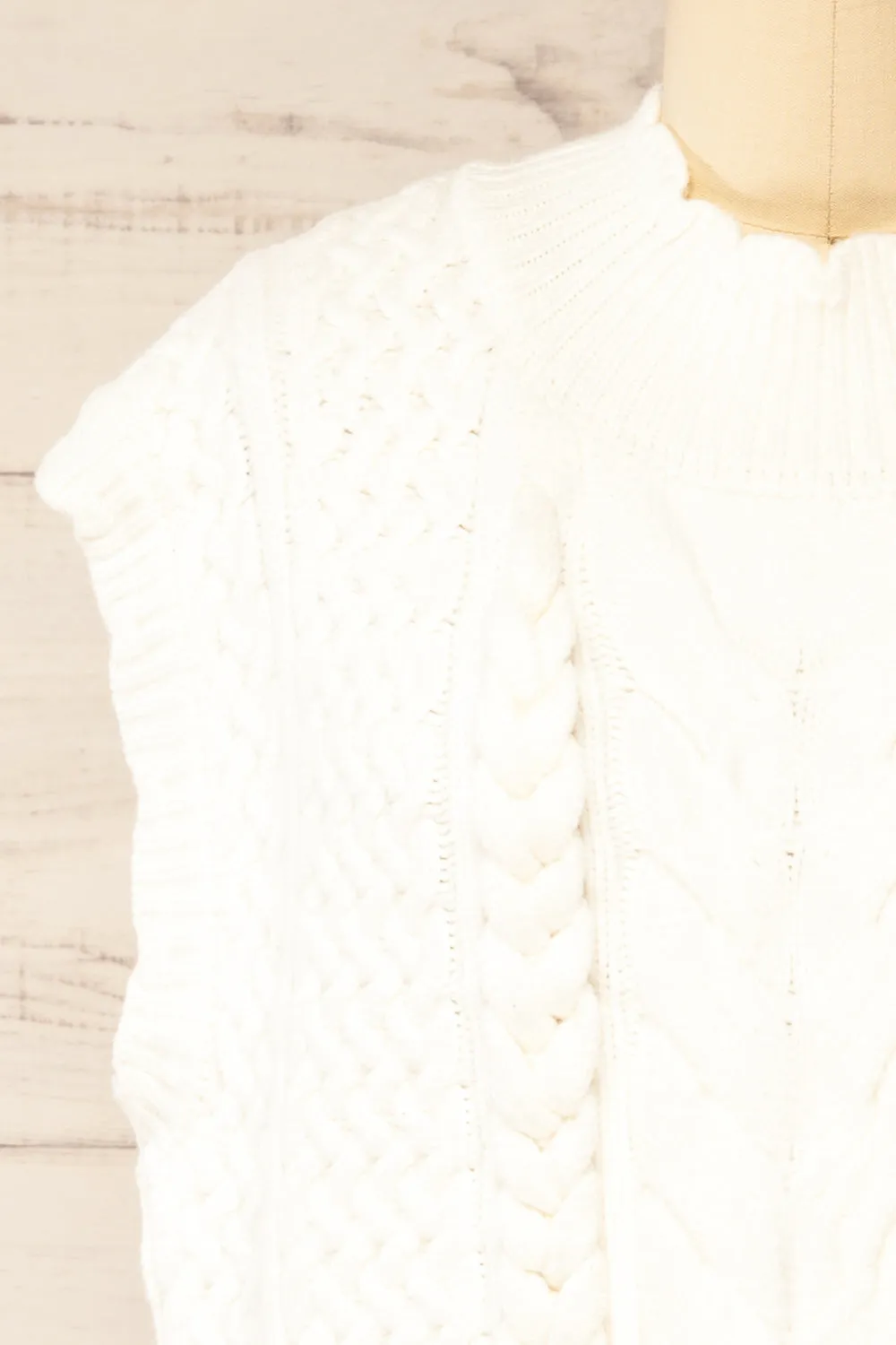 Zenon White | Sleeveless Cable Knit Vest sold by Boutique 1861 product image thumbnail 2