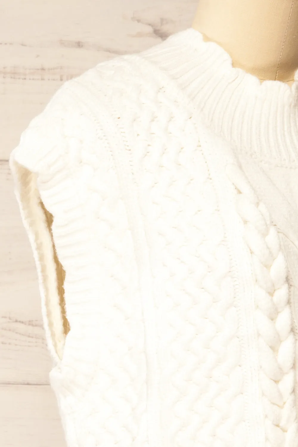 Zenon White | Sleeveless Cable Knit Vest sold by Boutique 1861 product image thumbnail 4