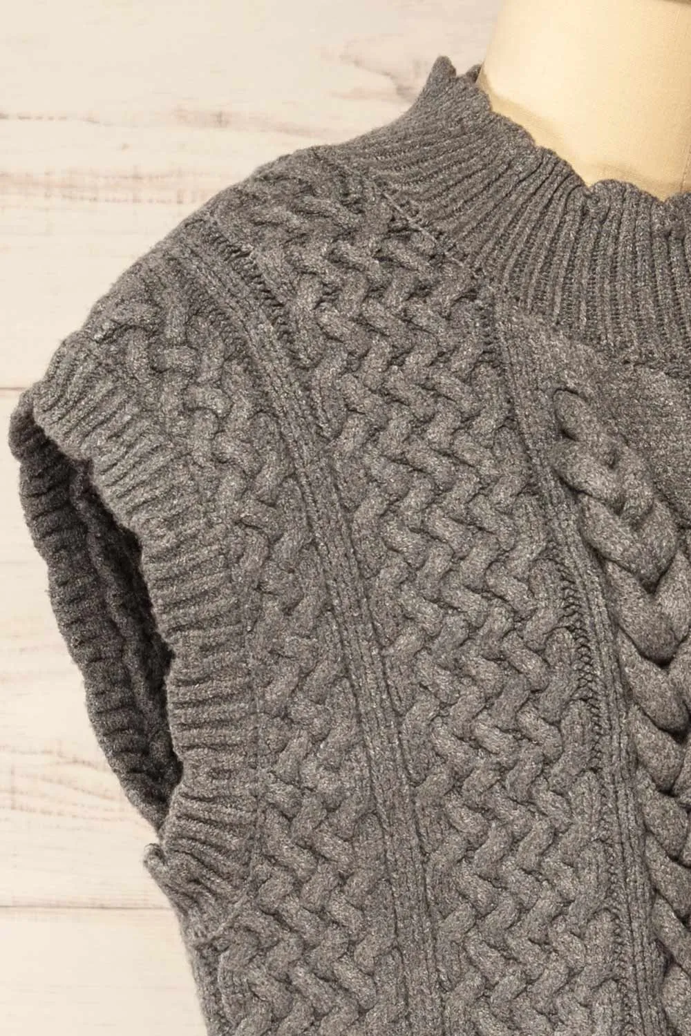 Zenon Grey | Sleeveless Cable Knit Vest sold by Boutique 1861 product image thumbnail 4