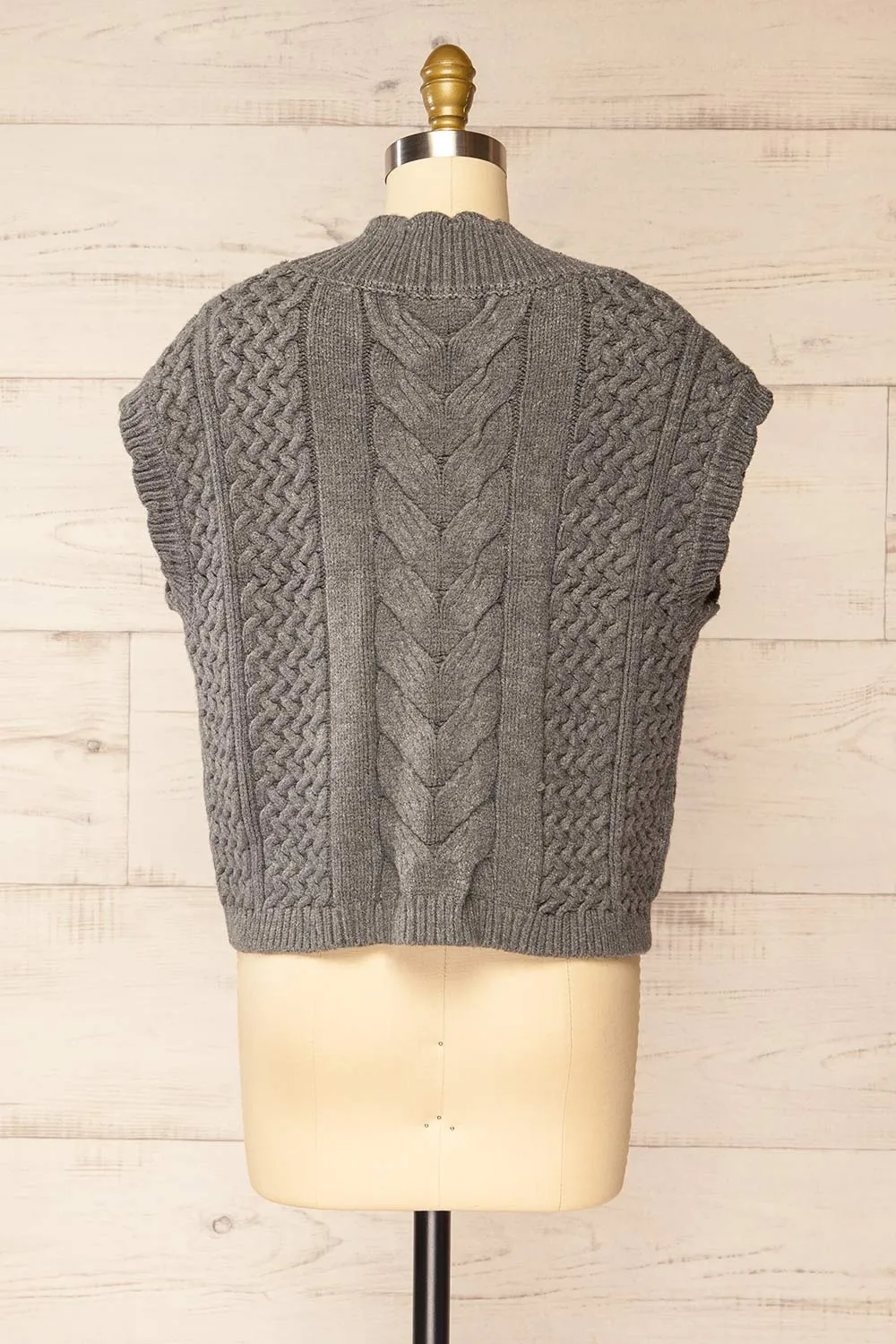 Zenon Grey | Sleeveless Cable Knit Vest sold by Boutique 1861 product image thumbnail 5