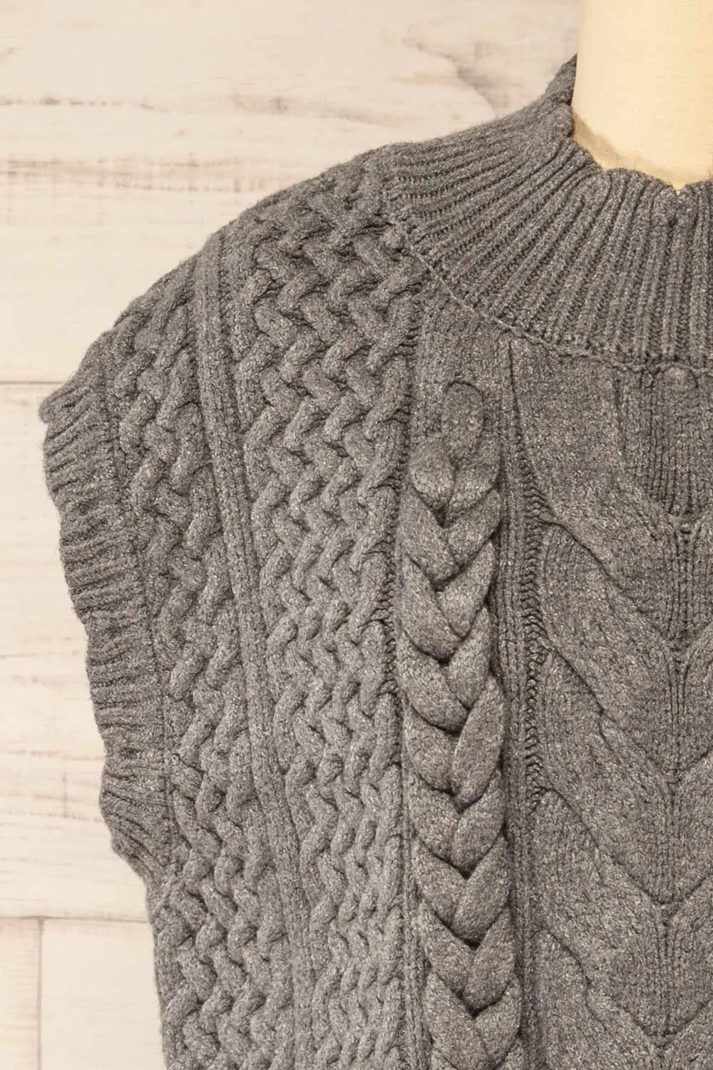 Zenon Grey | Sleeveless Cable Knit Vest sold by Boutique 1861 product image thumbnail 2