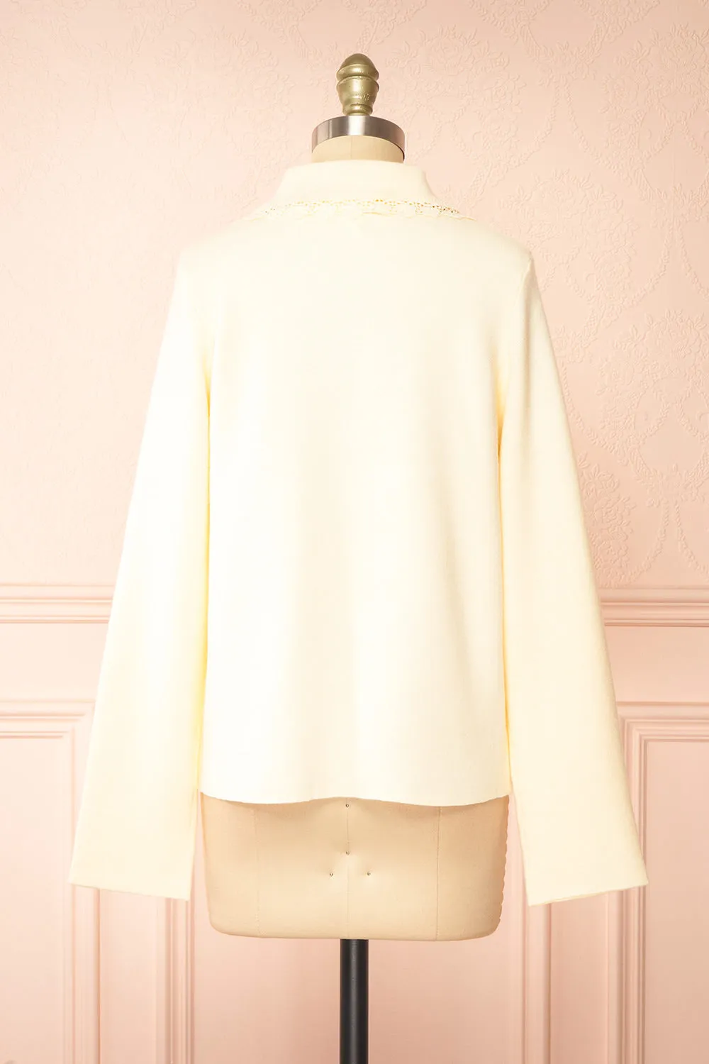Athenais | Cream Cardigan w/ Lace Trim sold by Boutique 1861 product image thumbnail 5