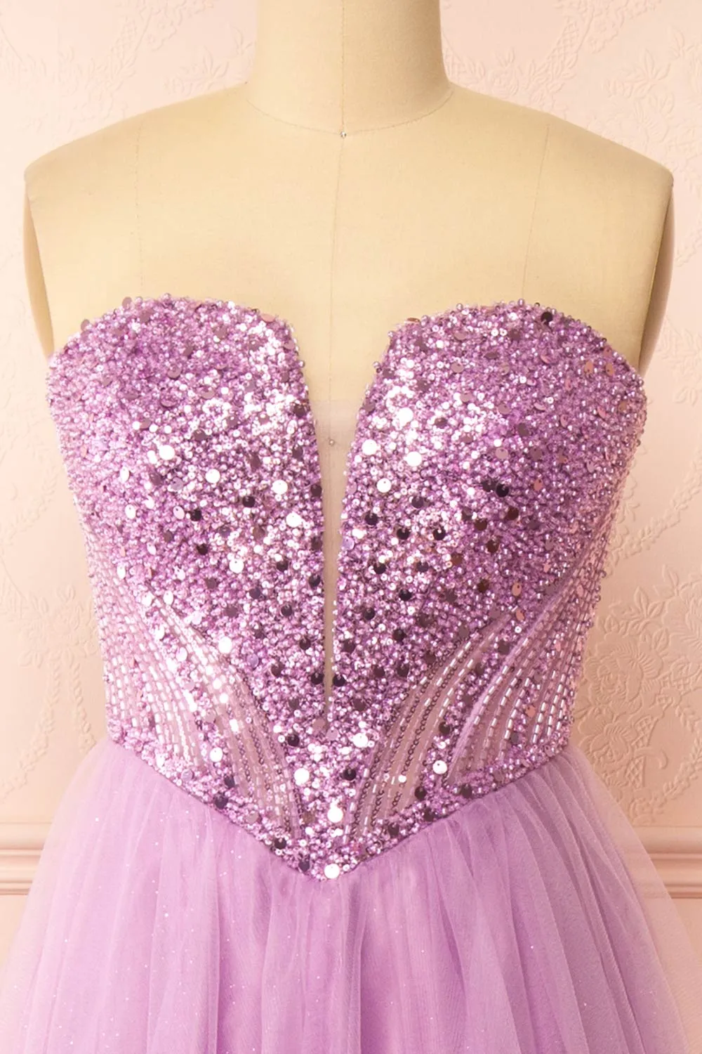 Yeji Lavender | Sparkly Maxi Dress w/ Embroidered Bodice sold by Boutique 1861 product image thumbnail 3