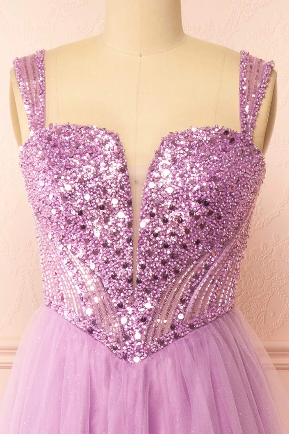 Yeji Lavender | Sparkly Maxi Dress w/ Embroidered Bodice sold by Boutique 1861 product image thumbnail 4