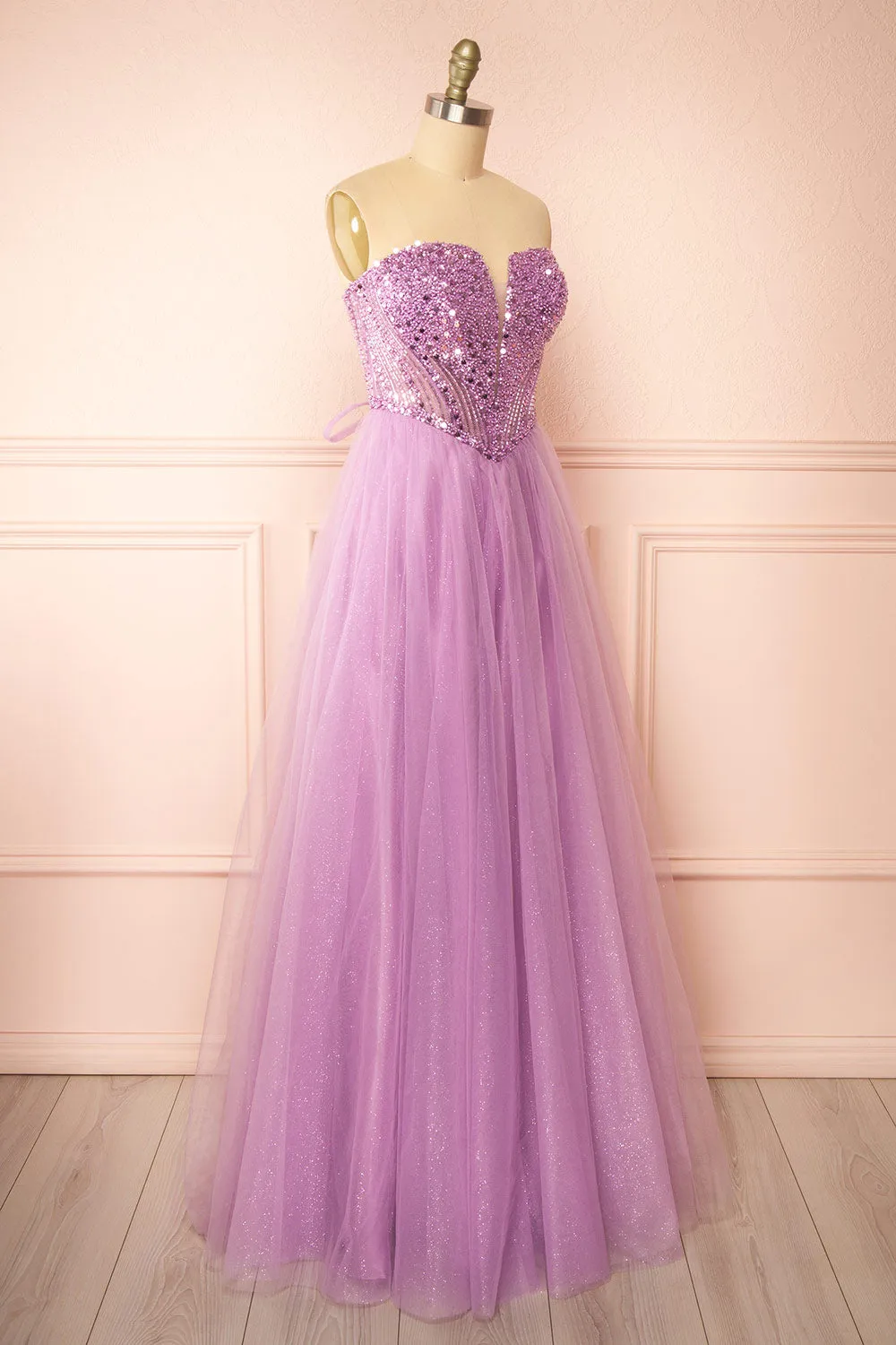 Yeji Lavender | Sparkly Maxi Dress w/ Embroidered Bodice sold by Boutique 1861 product image thumbnail 5